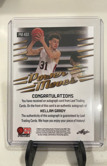 2021-22 Leaf Pro Set -Power - Kellan Grady - Bronze Power Moves Rookie RC Auto - Picture 2 of 2